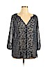 Caslon 100% Polyester Blue 3/4 Sleeve Blouse Size XL - photo 1