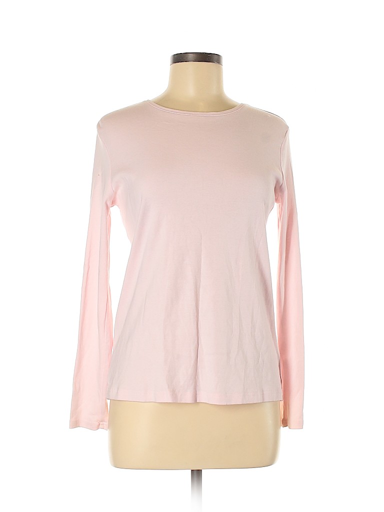 Croft & Barrow 100% Cotton Solid Pink Long Sleeve T-Shirt Size M - 61% ...