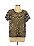 H&M 100% Polyester Green Short Sleeve Top Size L - photo 1