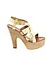 N.Y.L.A. 100% Leather Gold Heels Size 10 - photo 1
