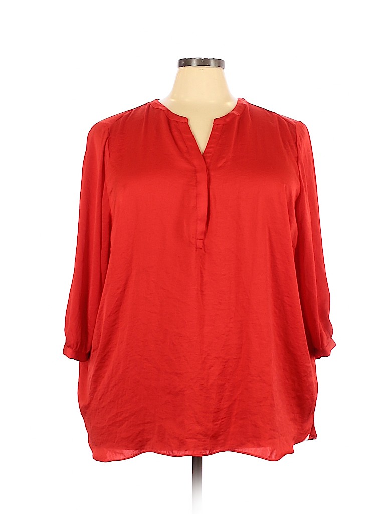 Apt. 9 100% Polyester Red 3/4 Sleeve Blouse Size 3X - photo 1