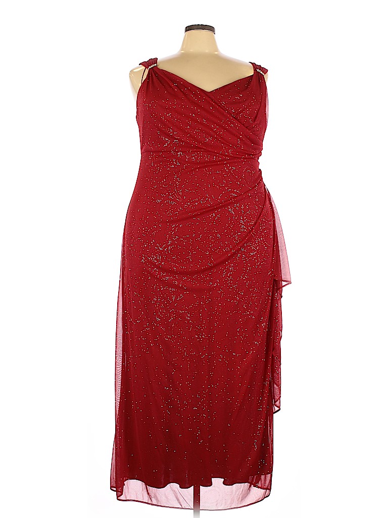 R&M Richards 100% Polyester Red Cocktail Dress Size 22 - photo 1