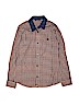 La Miniatura 100% Cotton Checkered-gingham Burgundy Long Sleeve Button-Down Shirt Size 14 - photo 1