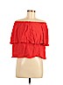 Holding Horses 100% Rayon Red Short Sleeve Blouse Size M (petite) - photo 1