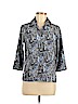 Notations 100% Polyester Blue Long Sleeve Button-Down Shirt Size M (petite) - photo 1