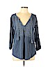 Lucky Brand 100% Cotton Blue 3/4 Sleeve Top Size L - photo 1
