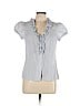 Ann Taylor LOFT Outlet 100% Cotton Blue Short Sleeve Blouse Size 10 (petite) - photo 1