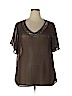 Luz Brown Short Sleeve Blouse Size 2X - photo 1
