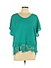 Investments 100% Polyester Teal Short Sleeve Blouse Size L (petite) - photo 1