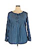Talbots 100% Tencel Lyocell Blue Long Sleeve Blouse Size 2X - photo 1
