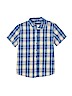 Basic Editions 100% Cotton Plaid Blue Short Sleeve Button-Down Shirt Size 10 - 12 - photo 1