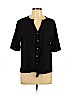 Caslon 100% Cotton Black Short Sleeve Button-Down Shirt Size M (petite) - photo 1