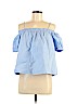H&M 100% Cotton Blue Short Sleeve Blouse Size 6 - photo 1