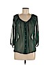 H&M 100% Polyester Green Long Sleeve Blouse Size 8 - photo 1