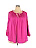 Jennifer Lopez 100% Polyester Pink 3/4 Sleeve Blouse Size 2X - photo 1