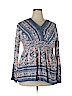 Weekend Suzanne Betro 100% Rayon Blue Long Sleeve Blouse Size 2X - photo 1