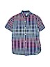 Gap Kids 100% Cotton Checkered-gingham Blue Short Sleeve Button-Down Shirt Size 12 - photo 1
