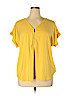 Ashley Stewart 100% Polyester Yellow Short Sleeve Blouse Size 14 - 16 Plus - photo 1