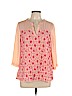 Investments 100% Polyester Pink 3/4 Sleeve Blouse Size L (petite) - photo 1