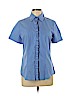 New York & Company Blue Short Sleeve Button-Down Shirt Size L - photo 1