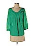 H&M 100% Polyester Green 3/4 Sleeve Blouse Size 4 - photo 1