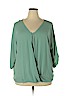 Soho JEANS NEW YORK & COMPANY 100% Rayon Green Short Sleeve Blouse Size XXL - photo 1