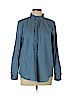 Ann Taylor LOFT 100% Cotton Blue Long Sleeve Blouse Size L - photo 1