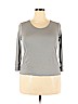 Eileen Fisher 100% Silk Gray 3/4 Sleeve Silk Top Size L - photo 1