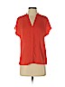 H&M 100% Polyester Orange Short Sleeve Blouse Size 2 - photo 1