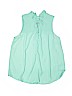 No Boundaries 100% Polyester Solid Green Sleeveless Blouse Size 7 - 9 - photo 1
