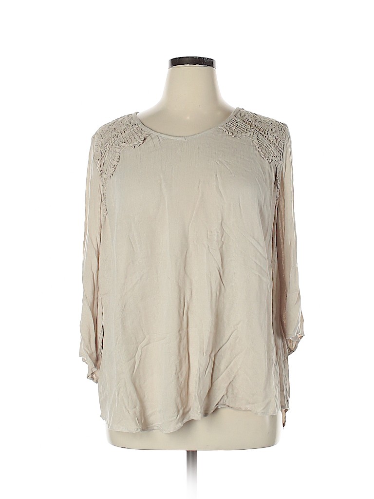 Chico's 100% Rayon Tan Long Sleeve Top Size XL (3) - photo 1