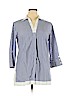 Foxcroft 100% Cotton Blue 3/4 Sleeve Blouse Size 14 - photo 1
