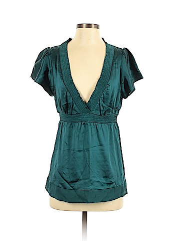 BCBGMAXAZRIA Short Sleeve Silk Top (view 1)