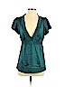 BCBGMAXAZRIA Teal Short Sleeve Silk Top Size S - photo 1
