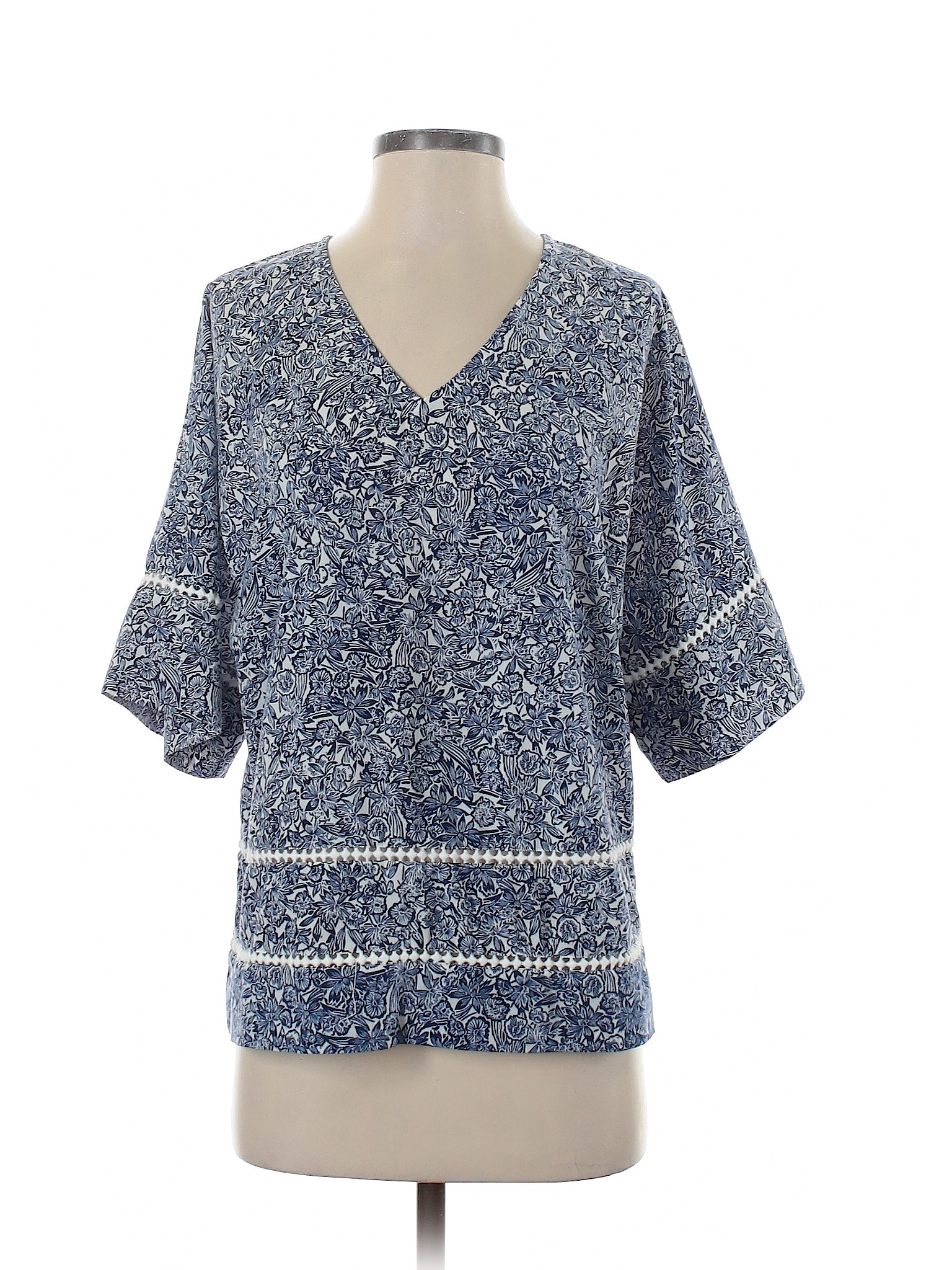 Ann Taylor Factory Women Blue 3/4 Sleeve Top S | eBay