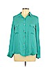 L'Agence 100% Silk Teal Long Sleeve Silk Top Size 8 - photo 1