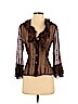 Alberto Makali 100% Silk Brown Long Sleeve Silk Top Size S - photo 1