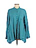 Eileen Fisher 100% Irish Linen Blue Long Sleeve Button-Down Shirt Size M - photo 1