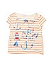 Gap Kids 100% Cotton Stripes Graphic Ivory Short Sleeve Top Size 8 - photo 1
