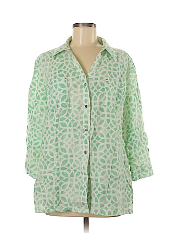 JM Collection Long Sleeve Button-Down Shirt (view 1)