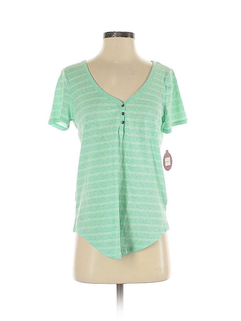 SO 100% Cotton Green Short Sleeve Henley Size S - photo 1