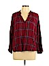 Lucky Brand Burgundy Long Sleeve Blouse Size L - photo 1