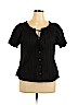 Peter Nygard 100% Cotton Black Short Sleeve Blouse Size 14 - photo 1