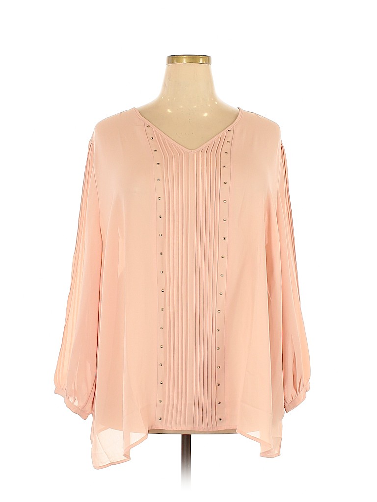 Catherines 100% Polyester Pink Long Sleeve Blouse Size 3X - photo 1