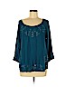 Lucky Brand 100% Polyester Blue 3/4 Sleeve Blouse Size M - photo 1