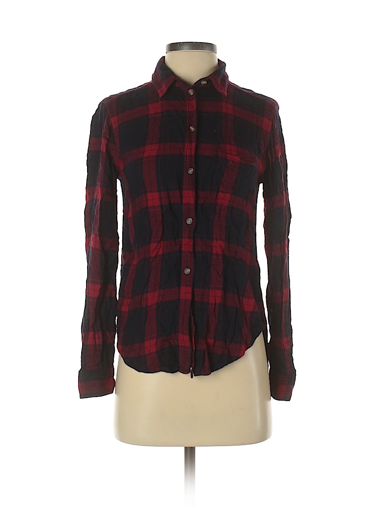 American Eagle Outfitters 100% Viscose Red Long Sleeve Button-Down Shirt Size XS - photo 1