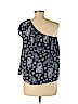 Lily White 100% Polyester Blue Short Sleeve Blouse Size M - photo 2