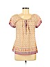 Lucky Brand 100% Cotton Tan Short Sleeve Blouse Size S - photo 1