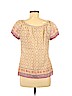 Lucky Brand 100% Cotton Tan Short Sleeve Blouse Size S - photo 2
