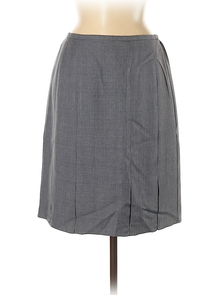 Norton McNaughton 100% Polyester Houndstooth Chevron-herringbone Gray Casual Skirt Size 8 (Petite) - photo 1
